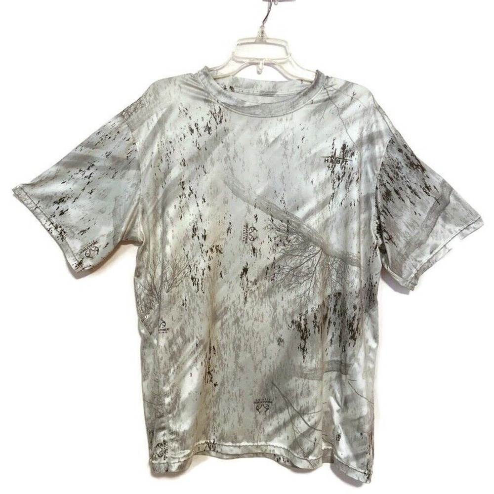 Habit Mens Shirt Large Realtree Fishing Solar Factor Short Sleeve Stretch